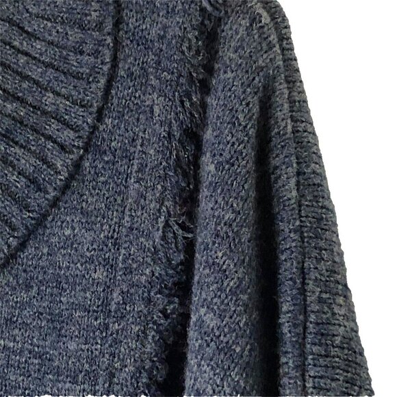 Ivanka Trump Cowl Neck Sweater Gray Fringed Asymmetric Oversized Medium - Picture 2 of 7